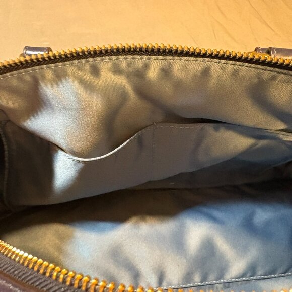 Coach Signature Stripe Barrel Satchel – Denim Blue & Navy Patent Leather - Picture 4 of 7